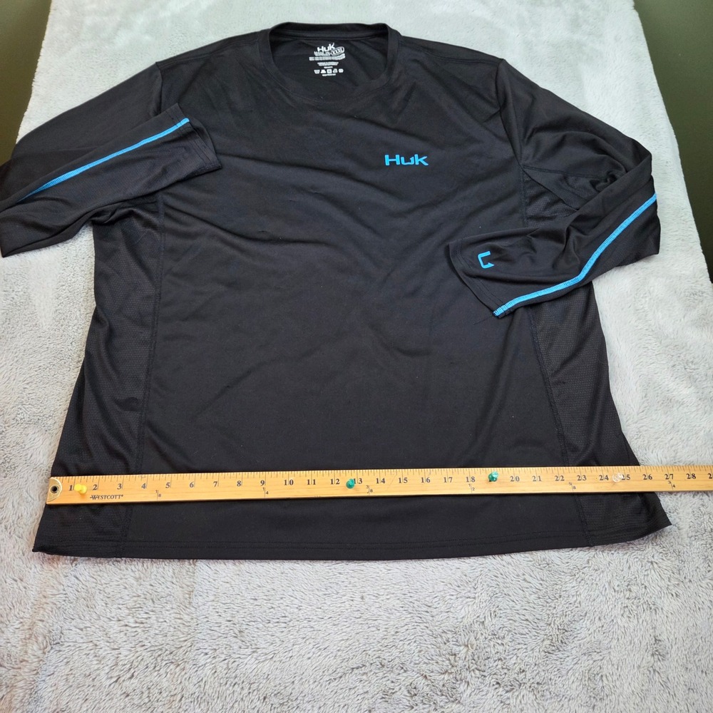 Huk Pursuit Fishing Shirt Mens XXXL Long Sleeve Performance Mesh Panels Black